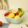 Double-layer transparent draining basket, vegetable washing basket, household kitchen vegetable and fruit plate, PET fruit washing Specification image